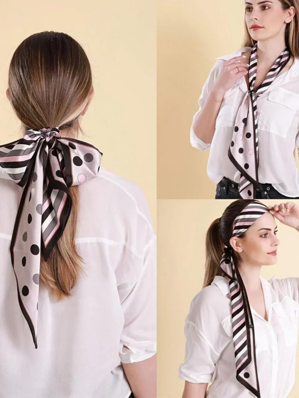 Women's Black Gray Pink Round Fashion Elegant Oblique Angle  Scarves Bag Scarfs